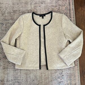 Banana Republic Cream Bomber Jacket with Black Trim